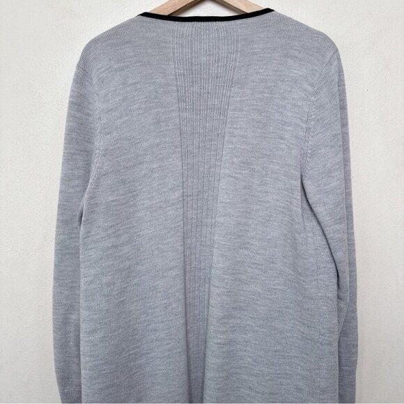 Talbots Womens Large Long Line Tipped Merino Blend Sweater Jacket - Picture 12 of 14